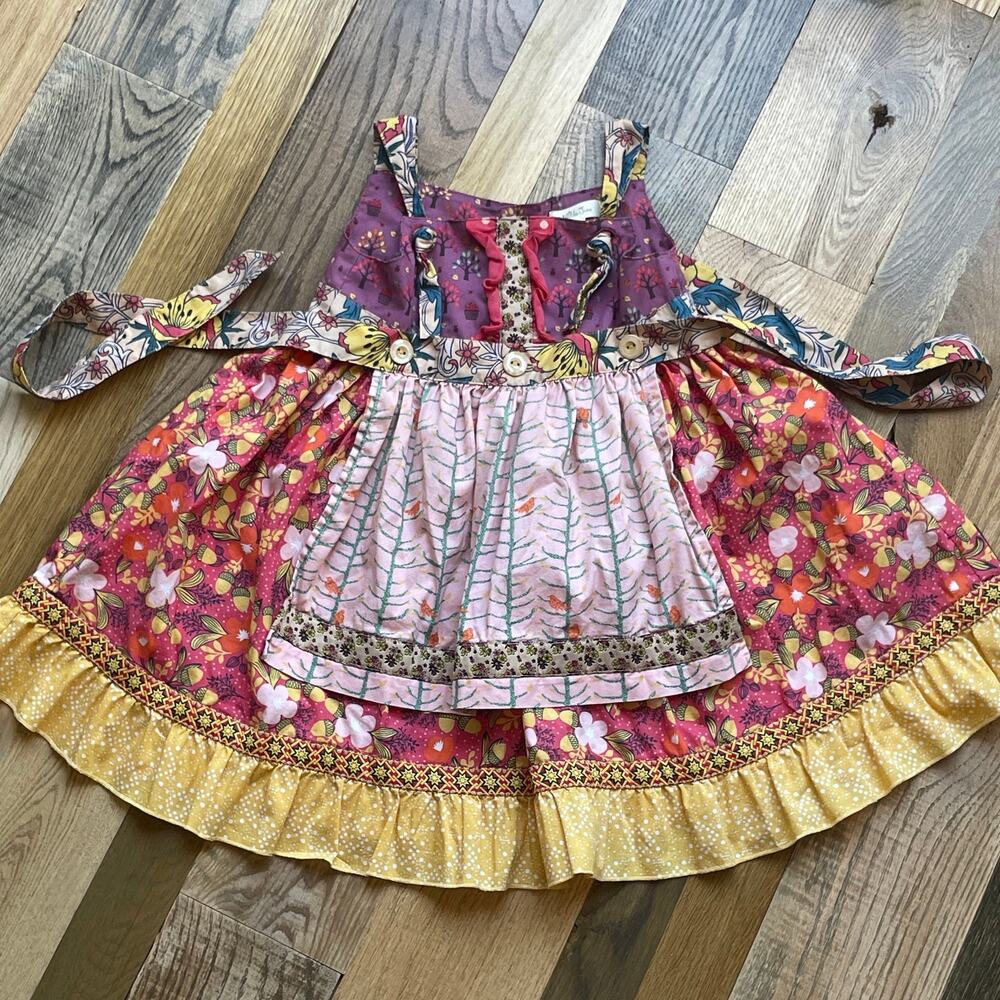 Matilda Jane Knot Apron Dress Girls 4 Cottagecore Floral Twirl Boutique
